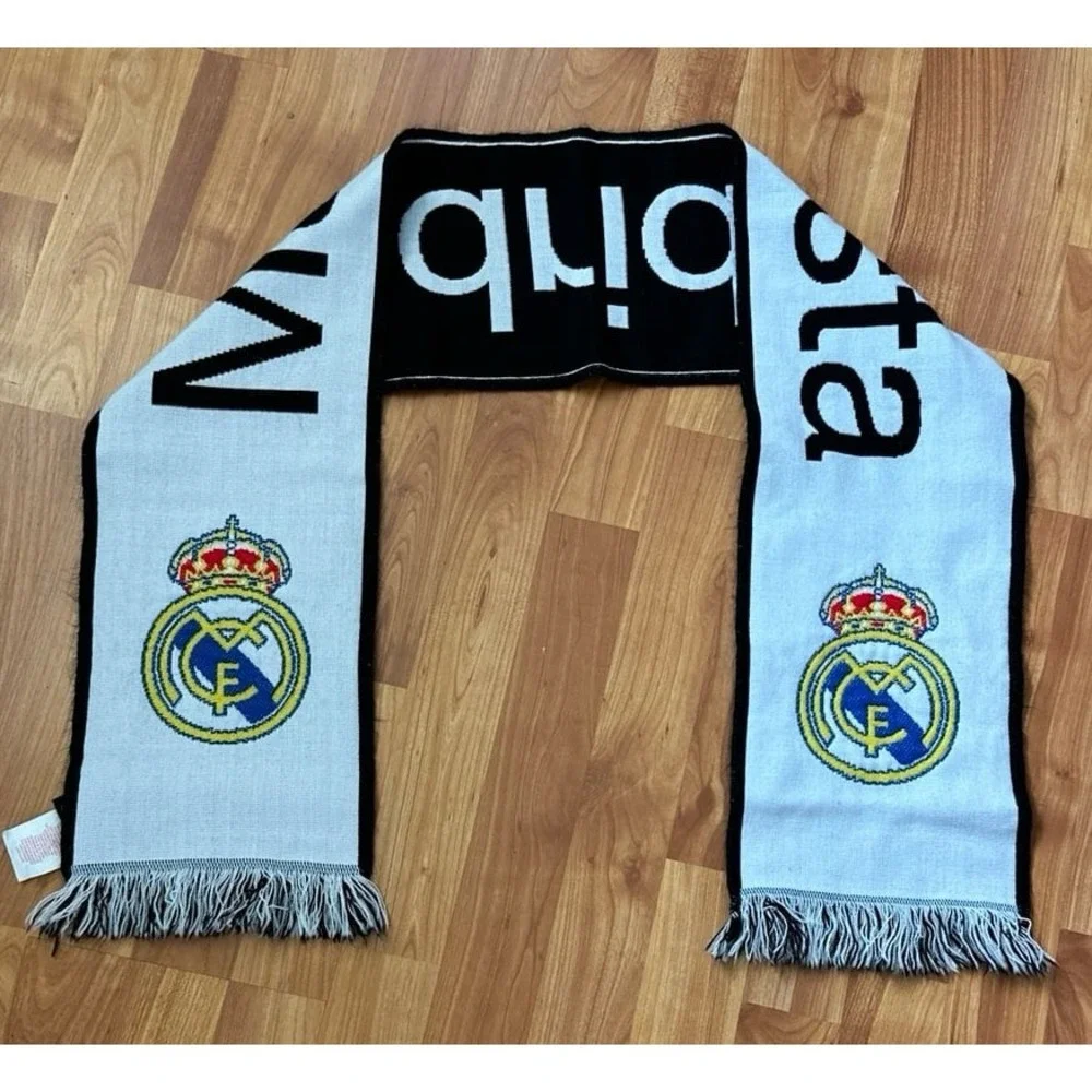 Real Madrid Soccer Scarf - Icon Sports Official Merchandise - Black & White